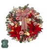 Christmas Wreath, Artificial Christmas  Wreaths, Xmas Wreath with Pine Cone and Berries, Xmas Decorations for Windows, Wall, Mantel,  Front Door - 2 of 4