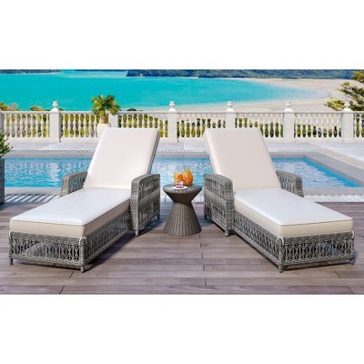 Okak Outdoor Wicker Chaise Lounge with Adjustable Back,1PC/2PCS All-Weather PE Rattan Pool Lounge with Armrests for Patio,Garden,Poolside