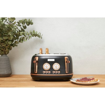 Haden Dorset Wide Slot 4 Slice Toaster Black/Copper: Steel & Plastic, 1500W, Bagel & Defrost, 1-Year Warranty, 3 of 18