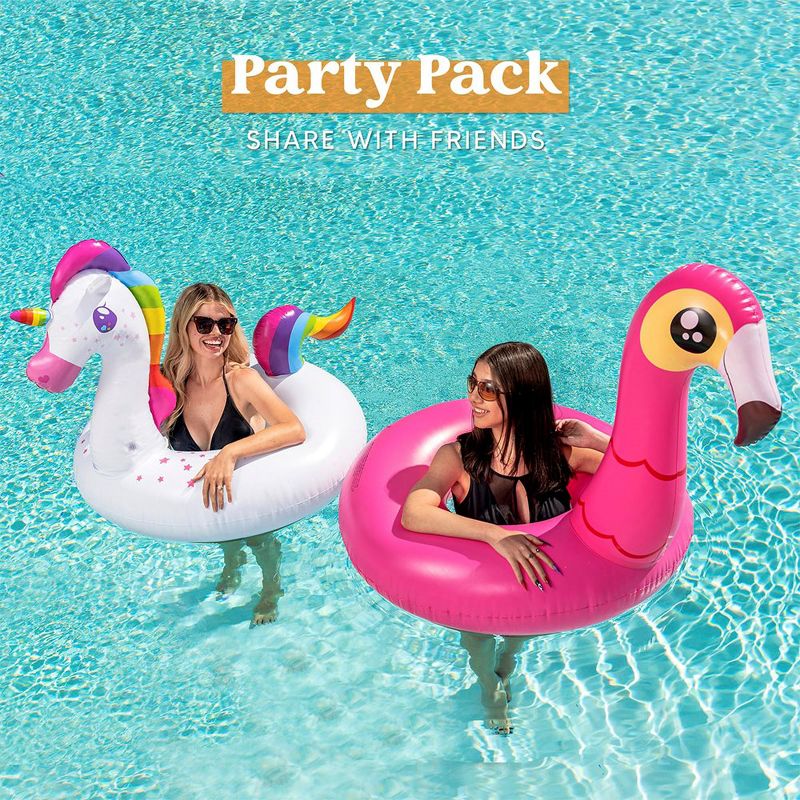 Syncfun 2pcs 39"  Inflatable Pool Float Flamingo and Unicorn Lake Beach Floaty Swim Rings Summer Pool Raft Lounger for Adults & Kids, 4 of 9