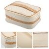 Unique Bargains Canvas Portable Travel Wood Grain Pattern Makeup Bag Beige 8.54"x3.94"x6.02" 1 Pc - 3 of 4