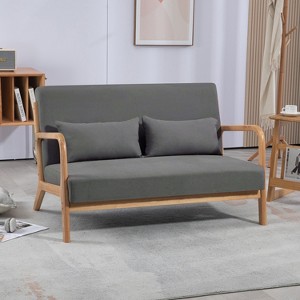 KTMBDW 50" Love seat Sofa 2 Seat Mid Century Modern Accent Chair, Uplostered 2 Person Couch Loveseat for Small Place Bedroom Office, Gray - 1 of 4