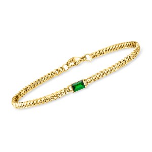 Pure Collection by Ross-Simons 0.20 Carat Lab-Grown Emerald Curb-Link Bracelet in 18kt Gold Vermeil - 1 of 3