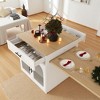 80" Expandable Kitchen Island with Marble Countertop, Dining Table Extension, Storage Cabinet, Drawers & USB for Dining Room or Kitchen - 3 of 4