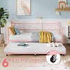 Daybed with Trundle, Sturdy Metal Twin Bed Frame with Heart-shaped Headboard, Day Bed Sofa Bed Frame with Steel Slat Support. - 4 of 4