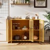 Tangkula Bamboo Bathroom Cabinet 3-Door Storage Organizer w/ Shelves Natural - 4 of 4