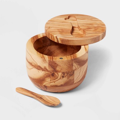 Salt Cellar With Spoon Brown - Threshold™: Wooden Pinch Bowl Set, 3.5 Diameter, 150ml Capacity, Spot Clean MISSING SPOON