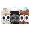 Hudson Baby Infant Girl Headband and Socks Giftset, Black Stripe Neutrals, One Size - 2 of 4