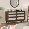 6-Drawer Rattan Dresser with Power Outlet, Wooden Chest of Drawers for Bedroom, Living Room, or Entryway Storage Organizer - 4 of 4