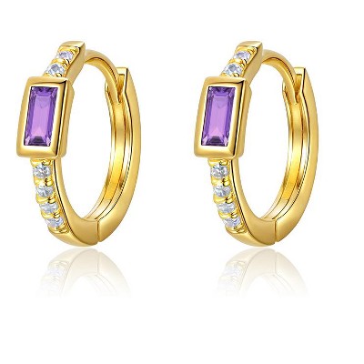 Molenia CZ Hoop Earrings, 14K Gold Plated 925 Sterling Silver Dainty Earrings for Women, Elegant Jewelry Gift for Her