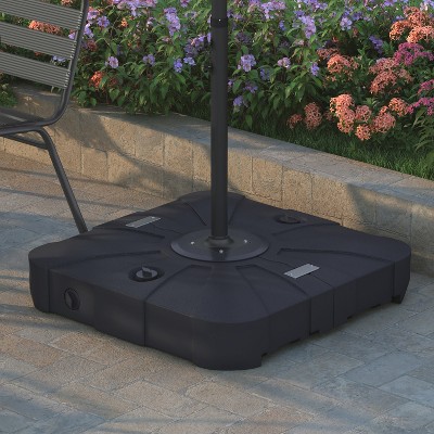 Heavy Duty Black Plastic Offset Umbrella Base with Wheels