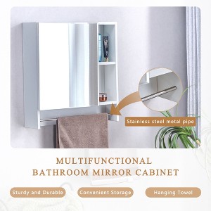 VYNXARIA Wall-Mounted Bathroom Mirror Cabinet with Shelves & Towel Rack. - 1 of 4