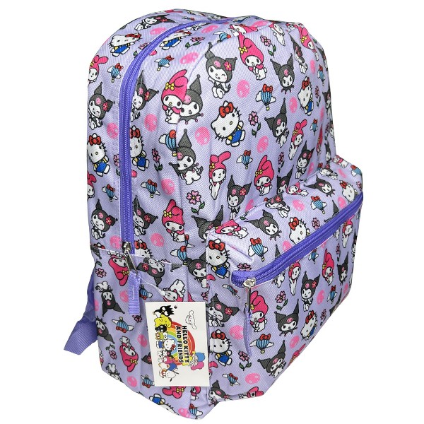 Mochila escolar Kuromi de nylon morada para niños de 16" 2