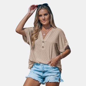 Women's Breezy Geometric Beach Vibes Button-Down Tops -Cupshe - 1 of 4