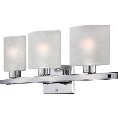 Sleek Chrome 26" Modern Bathroom Wall Light with White Linen Shades