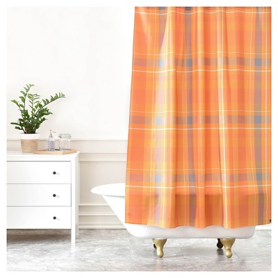 Allyson Johnson Fall Time Plaid Shower Curtain Pumpkin - Deny Designs