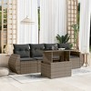 vidaXL 5 Piece Patio Sofa Set with Cushions - Gray Poly Rattan - 2 of 4