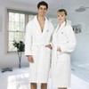 Linum Home Textiles Hotel 100% Turkish Cotton Unisex Waffle Terry Personalized White Bathrobe with Satin Piped Trim in Dark Gray Script Font - 2 of 3