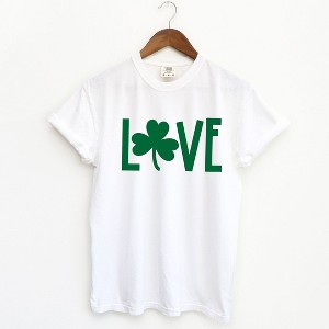 Simply Sage Market Women's Love Clover Short Sleeve Garment Dyed Tee - 1 of 4
