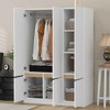 LOVMOR 6-Doors Wooden Wardrobe Storage with a Hanging Rail & 2 Shelves for Bedroom, Home Room - 2 of 4
