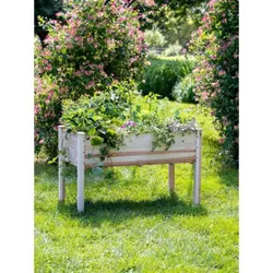 Gardener's Supply Company | Standing Wood Raised Garden Bed Kit 2.5ftx 4ft | Outdoor for Vegetables, Flowers, Herbs | Deck, Patio or Garden - brown