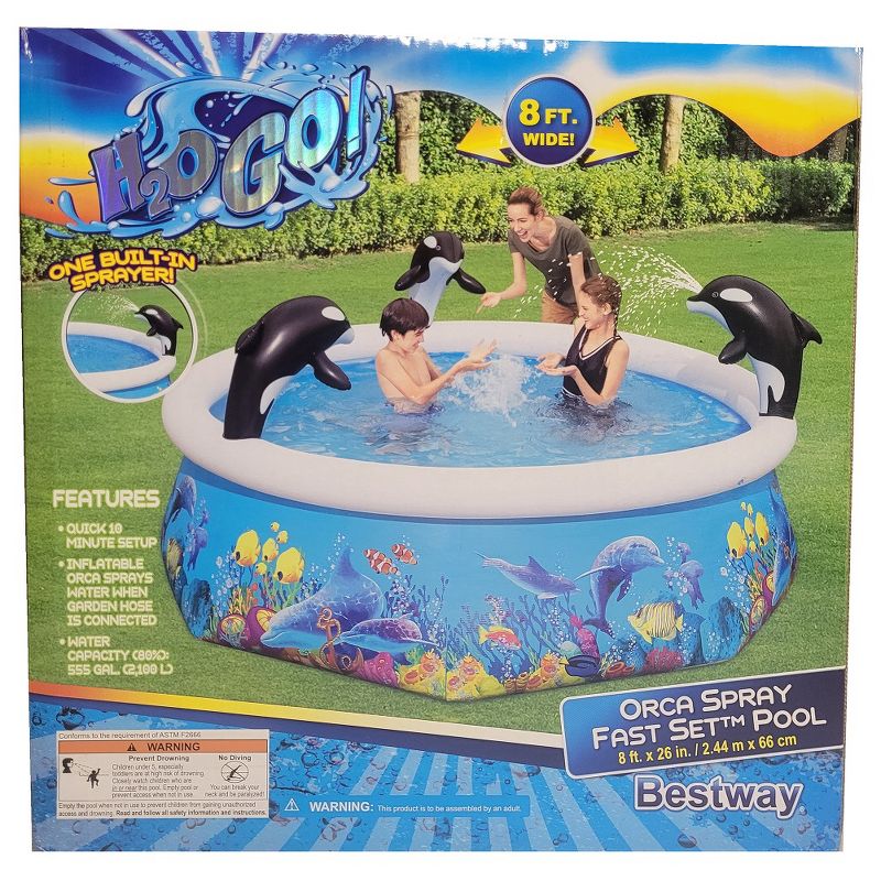 Bestway H2OGO! Orca Spray Fast Set Pool 8 ft x 26 in, 1 of 4