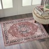 Vintage Area Rug Machine Washable Oriental Distressed Carpet Rug Retro Medallion Stain Resistant Non-Slip Accent Rug - 2 of 4