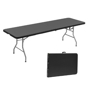 SUGIFT 8ft Portable Plastic Folding Tables for Home Garden Office Indoor Outdoor, Black - 1 of 4