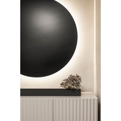 Geo Black Plastic-Stone Composite Trough Planter, 32''