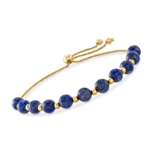 Ross-Simons Lapis and 14kt Yellow Gold Bead Bolo Bracelet Size - 1 of 4