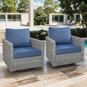 Outdoor Patio Swivel Chair Glider Chair with Removable Cushions for Porch - 1 of 4