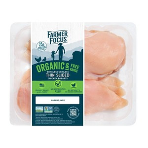 Farmer Focus Organic Boneless Skinless Thin Sliced Chicken Breast - 0.75-1.67lbs - price per lb - 1 of 4