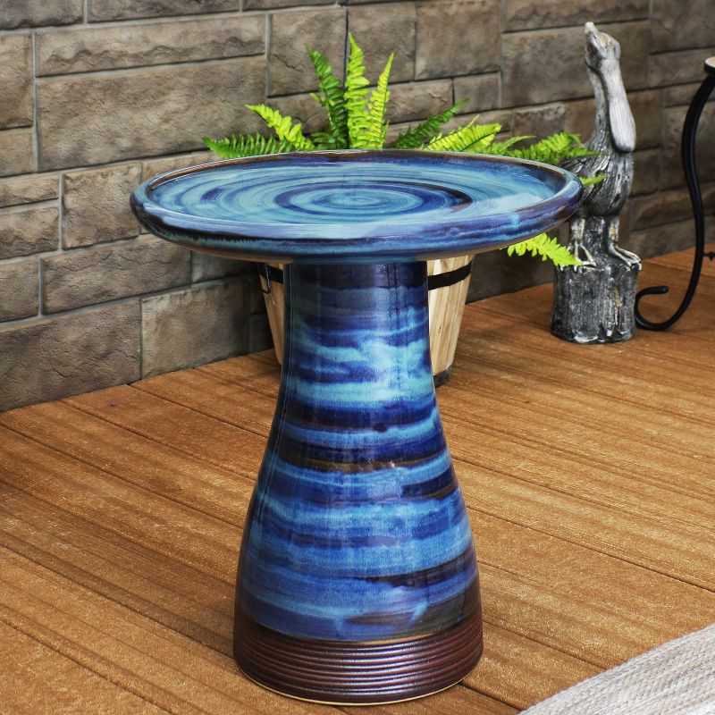 Sunnydaze Outdoor Weather-Resistant Garden Patio High-Fired Smooth Ceramic Hand-Painted Duo Tone Bird Bath, 3 of 12