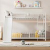 MAYEERTY Full Over Full Metal Bunk Bed, Slide Guardrails, Kids Bedroom, White - 2 of 4