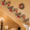 Christmas Lighted Garland, 6FT Pre-Lit Christmas Garland with Ball Ornaments, Flowers, Ribbons, Pine Cones, Berries for Door Stairs Mantle Decoration - 3 of 4