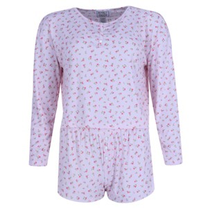 Mentally Exhausted Women's Floral Henley Long Sleeve and Shorts Set - 1 of 4