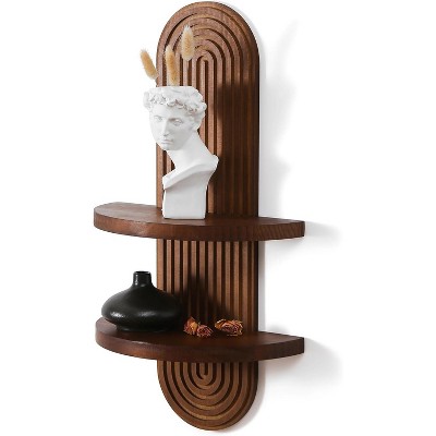 Attop Modern Wall Shelf with Arched Wood Design Mid-Century Double Floating Rainbow Shelves
