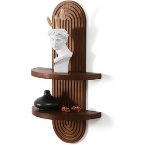 Attop Modern Wall Shelf with Arched Wood Design Mid-Century Double Floating Rainbow Shelves - 1 of 4