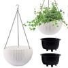 ORRD Self-Watering Hanging Planter, 13.4 Inch Large Rattan-Style Pot with Water Level Indicator, 2-Pack White for Indoor Outdoor Plants - 2 of 4