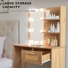 Vanity Desk Set Stool & Dressing Table with LED Lighting Mirror Drawer and Compartments Modern Wood Cosmetic Table Chest of Drawers - 4 of 4