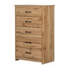 South Shore Fynn 5 Drawer Chest Gray Oak: Modern Design, Metal Pulls, Smooth Gliding Rails - 2 of 4