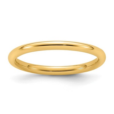 Black Bow Jewelry 2mm to 6mm 14K Yellow Gold Domed Comfort Fit Band