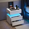 ORRD Modern LED Nightstand – White High-Gloss 2-Drawer - 3 of 4