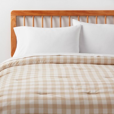 Twin/Twin Extra Long Microfiber Gingham Comforter Ivory - Room Essentials™