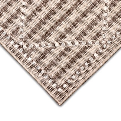 Malibu Beige and Ivory Diamond Flatwoven Indoor/Outdoor Runner Rug