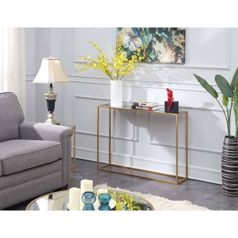 Gold Coast Mirrored Console Table Mirrored Top/Gold - Breighton Home, 3 of 6