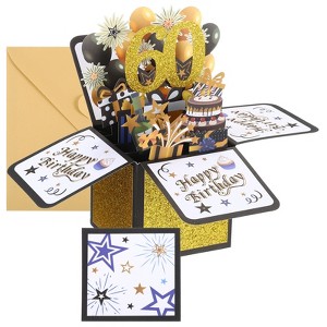 Unique Bargains 3D Handcrafted Pop-Out Funny Greeting Card Black Gold - 1 of 4