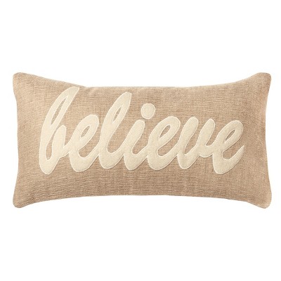 'Believe' Throw Pillow Beige - Rizzy Home