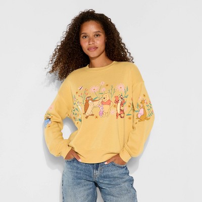 Women's Winnie Fleece Graphic Pullover Sweatshirt - Mustard Yellow - image 2