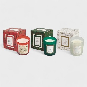Hawthorne Home 3-Pack Holiday Scented Candle Set - Christmas Morning, Magic, Deep Dianthus - Festive Winter Aromas & Glass Jars - Perfect Gift, 4.9oz - 1 of 4
